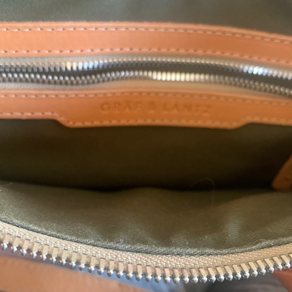 GRAF & LANTZ All Leather shoulder bag, zip top/inside pocket, double handles EUC - Picture 3 of 9